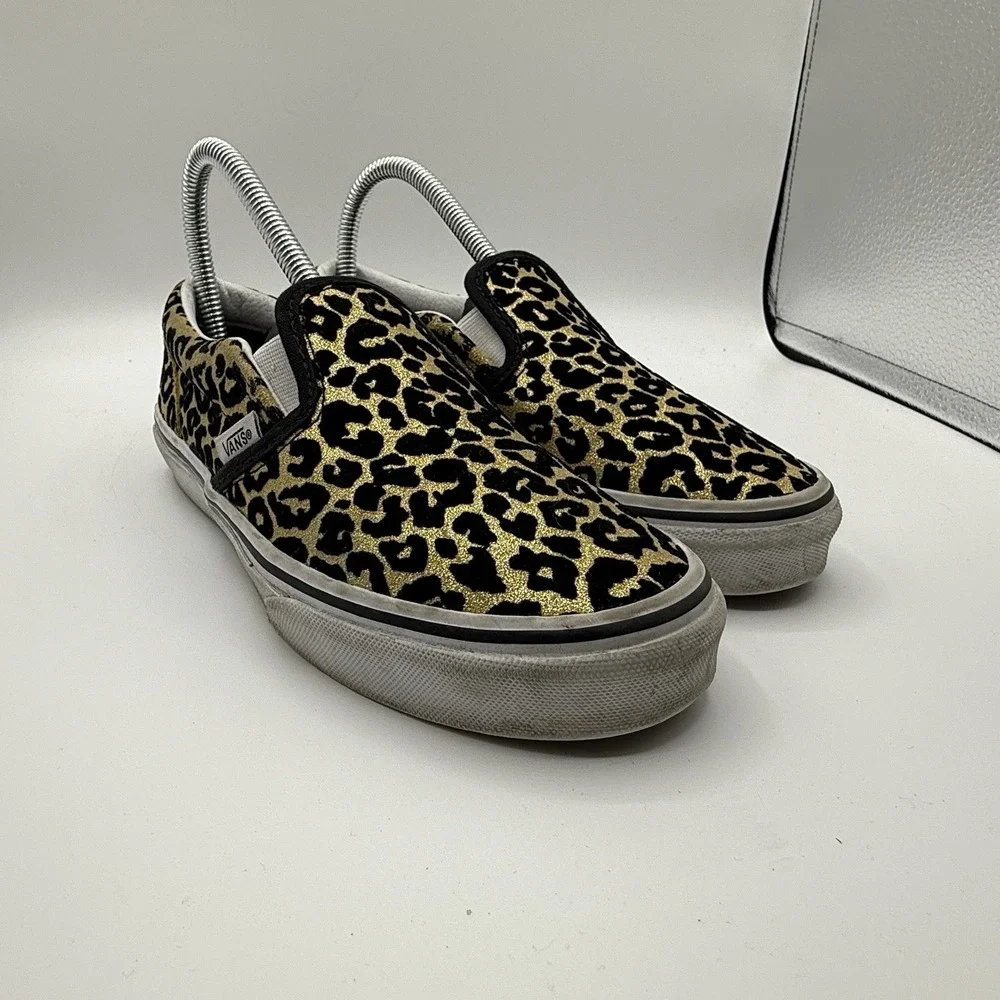VANS CLASSIC SLIP-ON LEOPARD/BLACK SZ‎ 4 KIDS